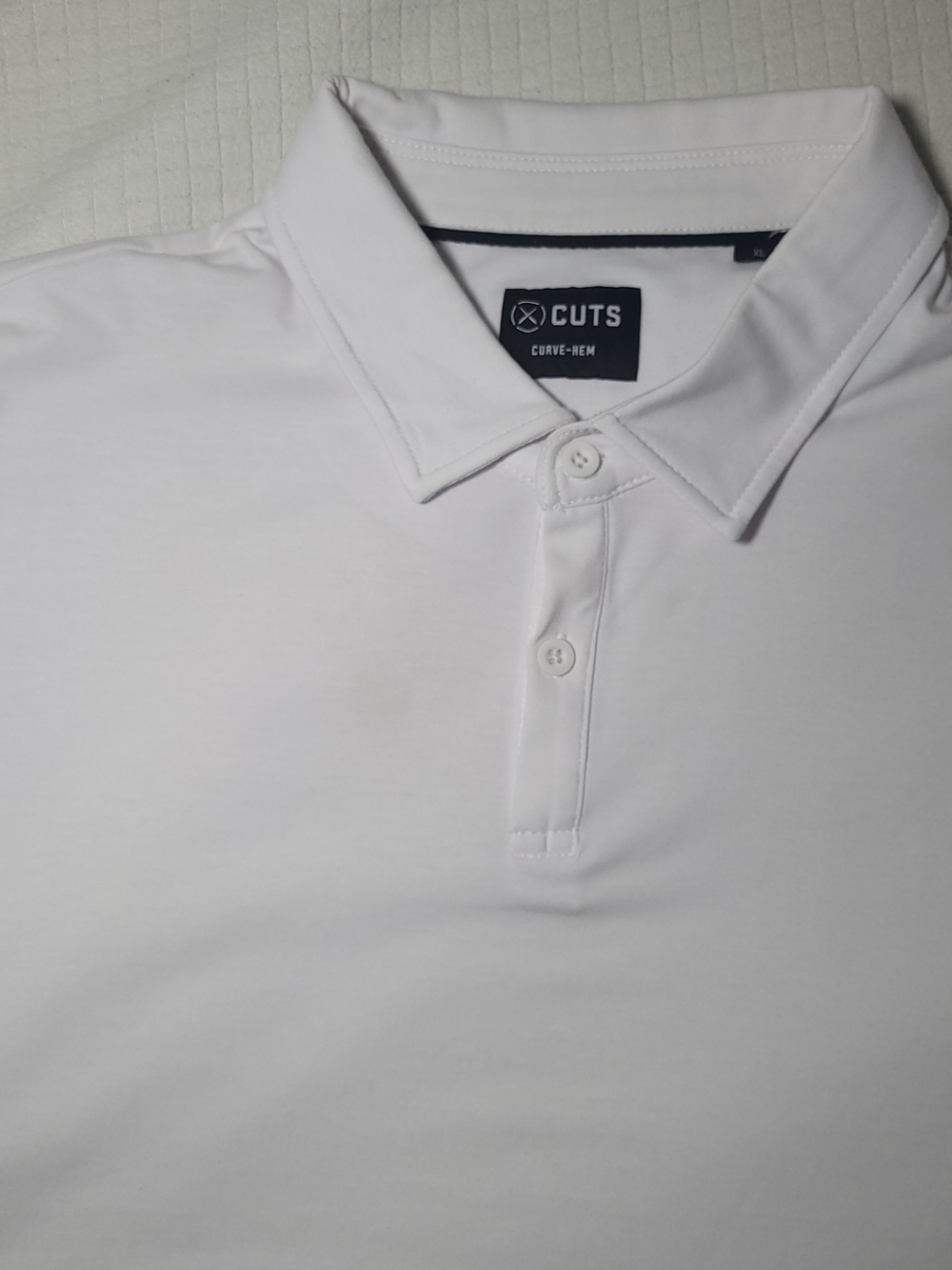 Cuts Clothing Mens XL White AO Curve-Hem Polo Shirt Short Sleeve PYCA Pro